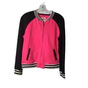 New Juicy Couture Women Full Zip Down Long Sleeve Jacket Pink Size Large $72